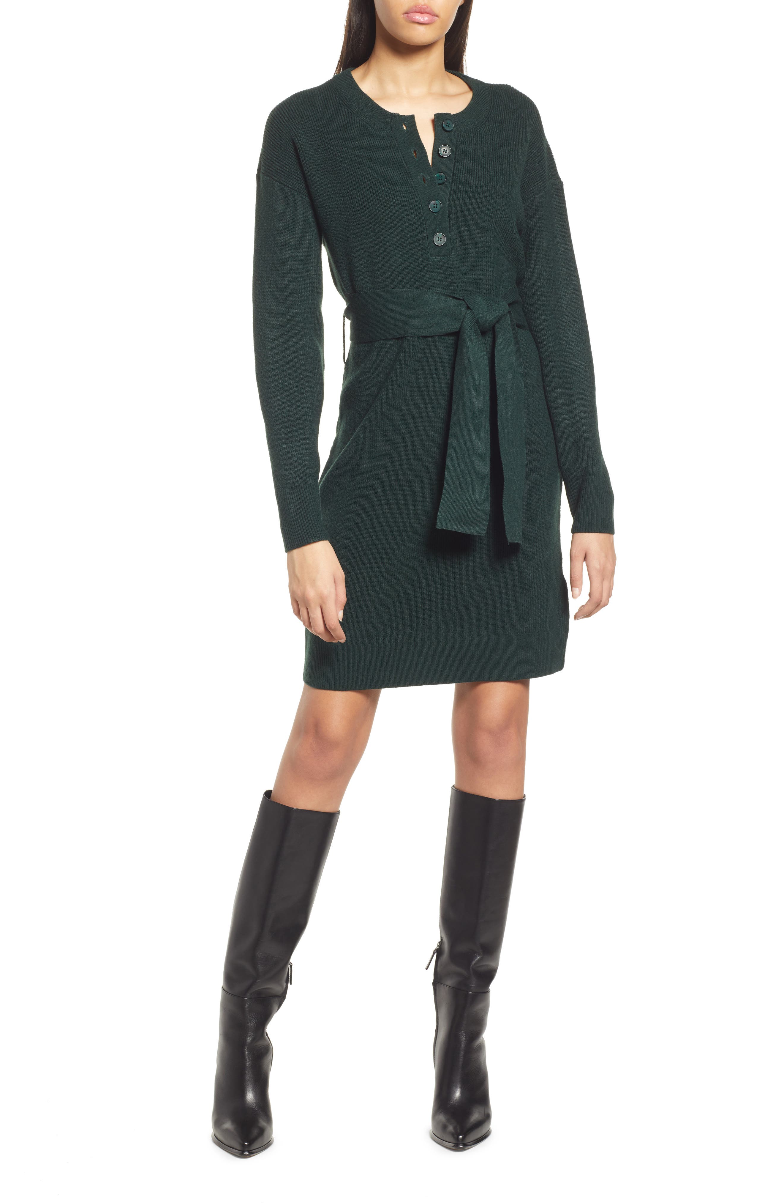 charles henry long sleeve knit hoodie dress