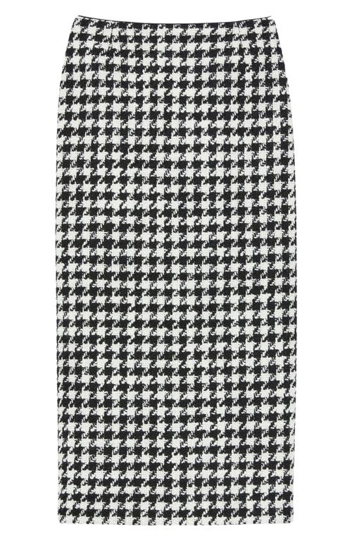 Shop Lafayette 148 New York Twisted Houndstooth Wool Blend Pencil Skirt In Black Multi