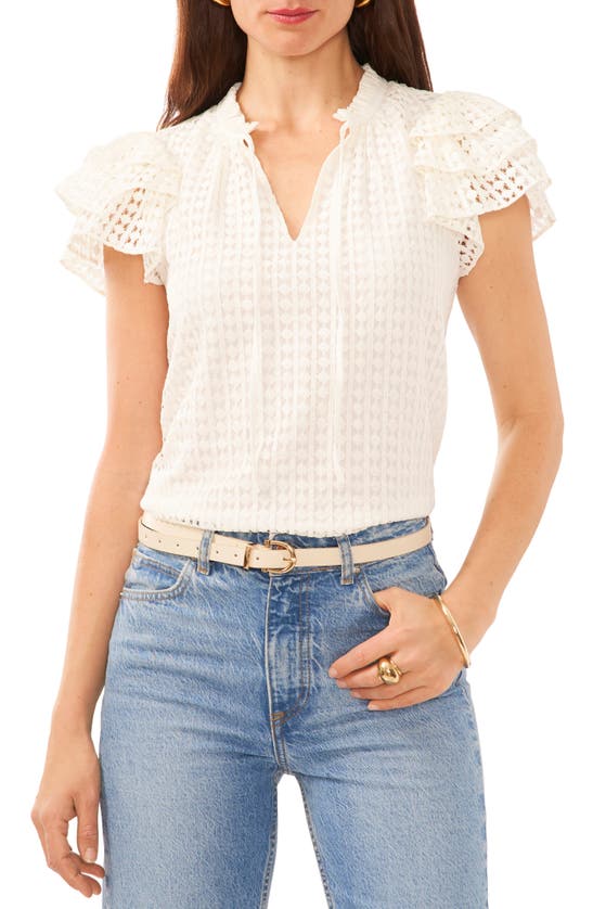 Shop 1.state Lace Flutter Sleeve Top In New Ivory