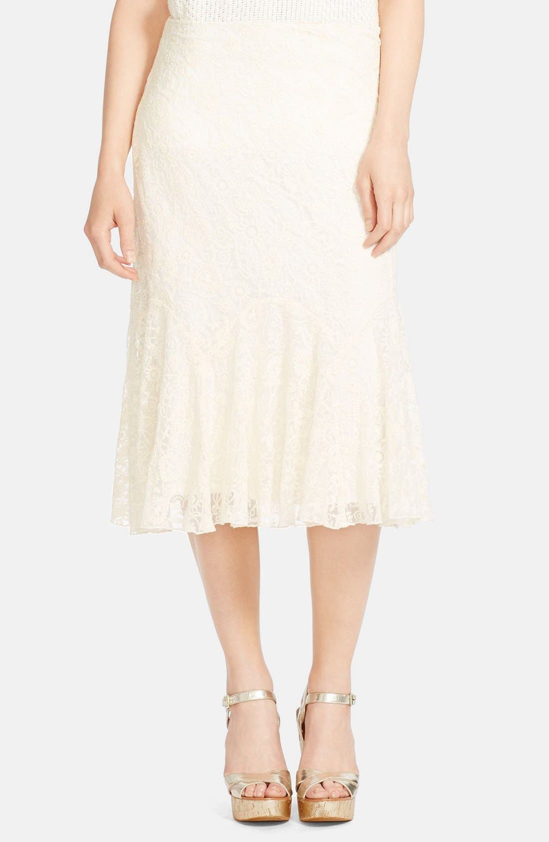 Lauren Ralph Lauren Embroidered Tulle Midi Skirt Nordstrom