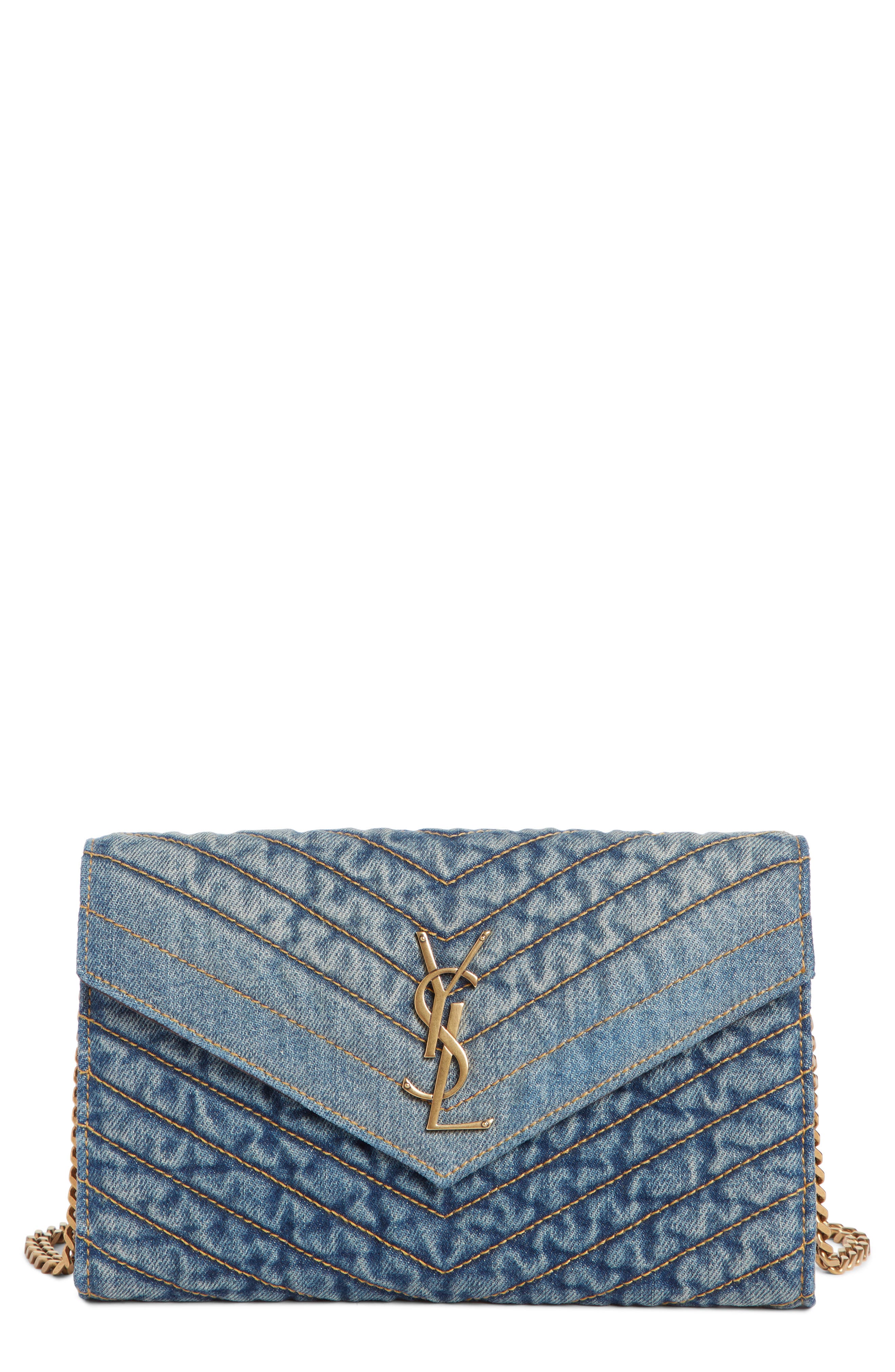 Saint Laurent Matelassé Denim Wallet on 