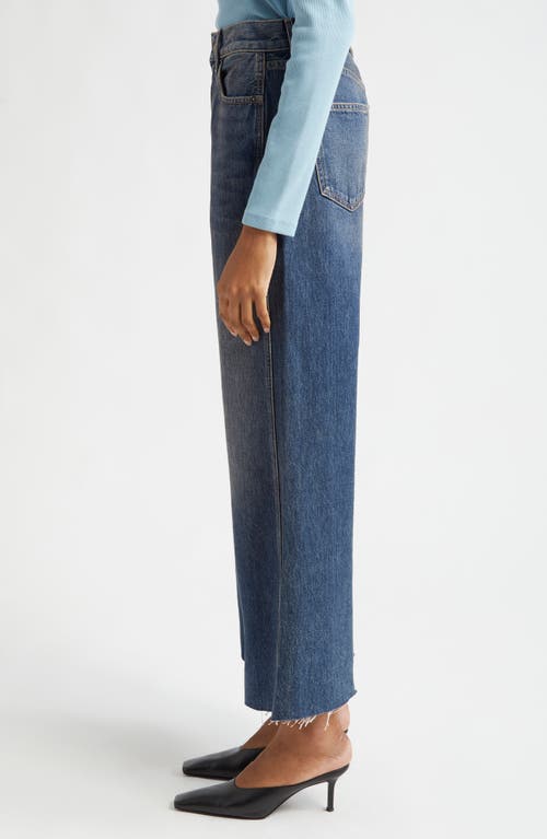 Veronica Beard Taylor Raw Hem High Waist Ankle Wide Leg Jeans In Equinox Blue