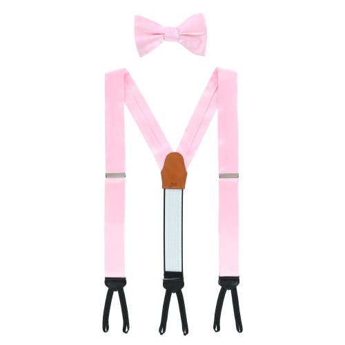 Trafalgar Sutton Solid Color Silk Brace And Bow Tie Combo In Pink