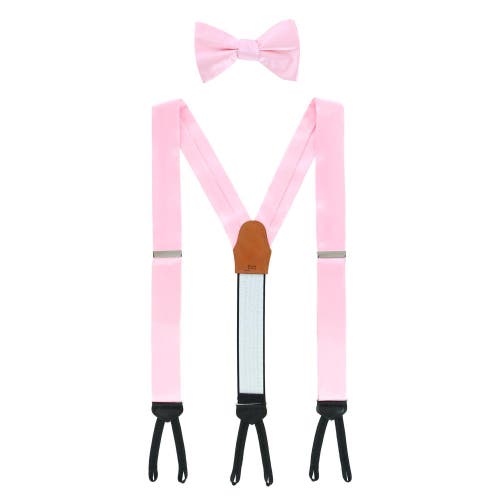 Shop Trafalgar Sutton Solid Color Silk Brace And Bow Tie Combo In Pink