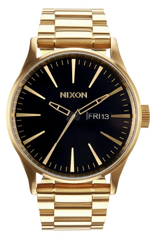 Nixon Sentry Bracelet Watch, 42mm In Gold/black