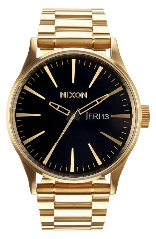 Shop Nixon Sentry Bracelet Watch, 42mm In Gold/black