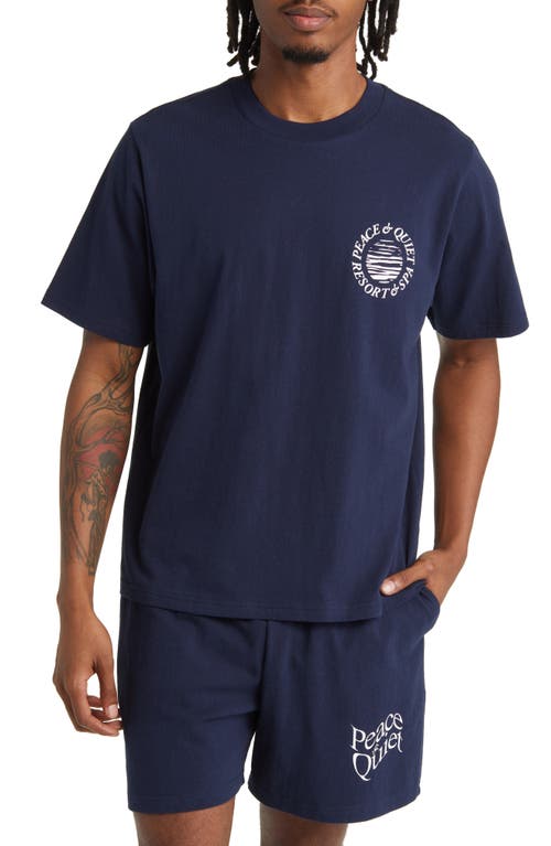 Resort & Spa Cotton Graphic T-Shirt in Navy