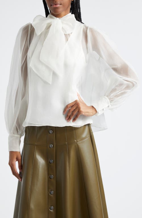 Shop Cinq À Sept Reo Tie Neck Silk Shirt In Ivory