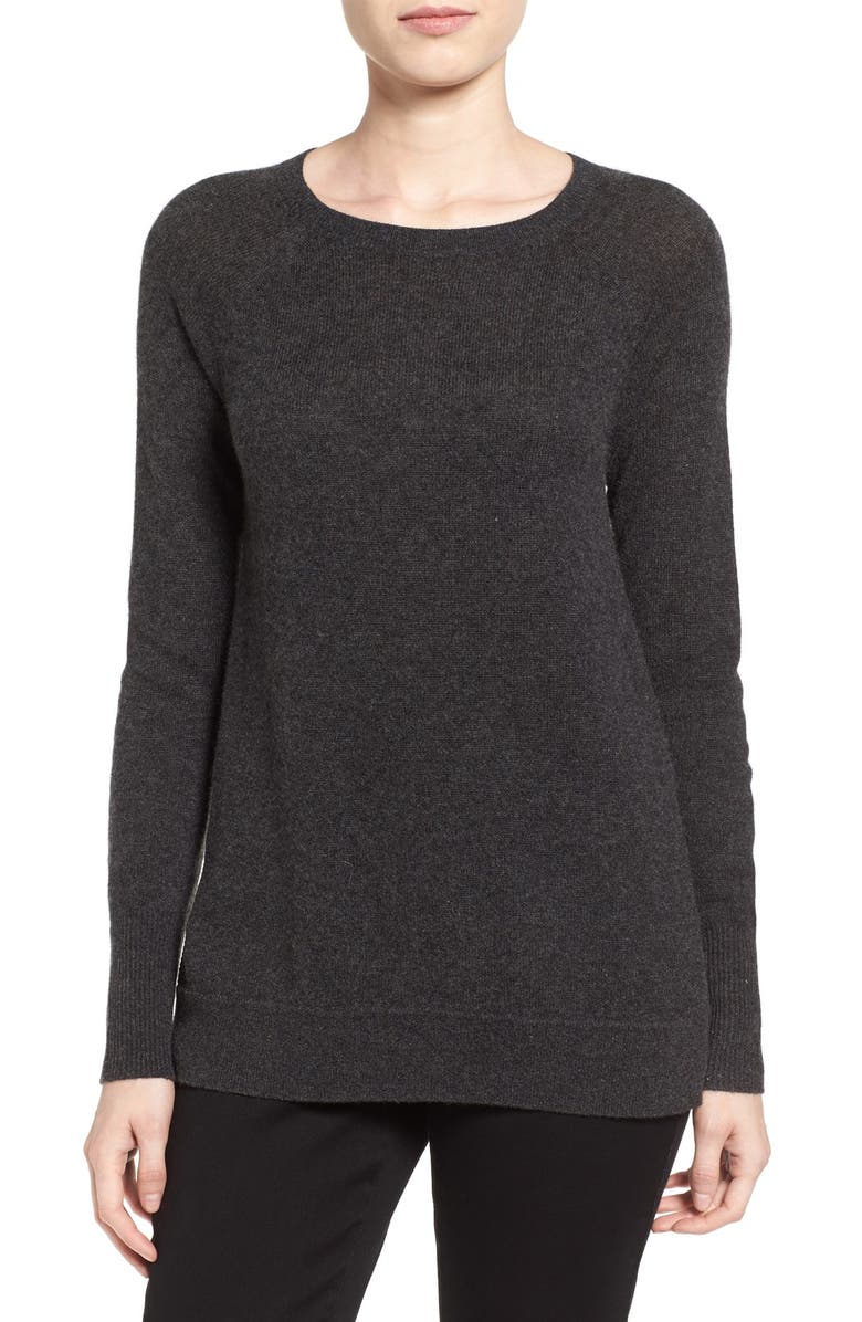 Halogen® Zip Back Crewneck Cashmere Sweater (Regular & Petite) | Nordstrom