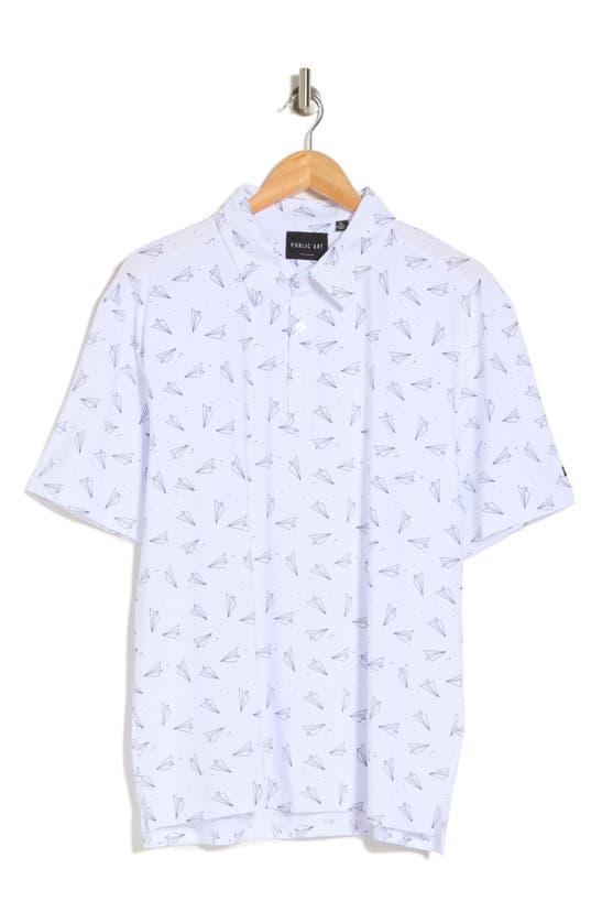 Shop Public Art Paper Airplane Short Sleeve Polo In White