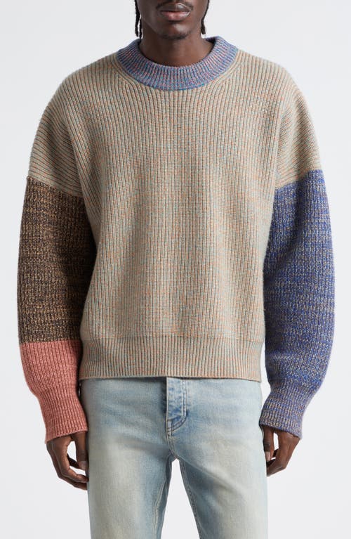 Tania Colorblock Crewneck Sweater in Beige Multi