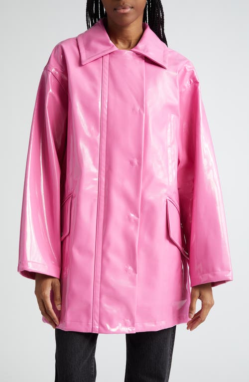 Stand Studio Maxxy Faux Patent Leather Raincoat in Bubblegum Pink at Nordstrom, Size 6 Us
