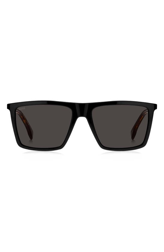 Shop Hugo Boss 56mm Flat Top Sunglasses In Black/ Havana