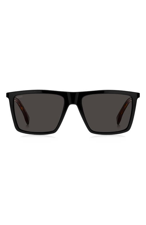 Shop Hugo Boss Boss 56mm Flat Top Sunglasses In Black/havana