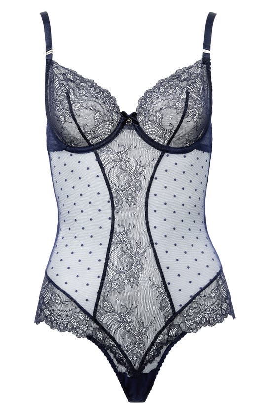Dita Von Teese Fiamma Underwire Bodysuit In Navy