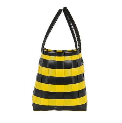 Handed By Paris Spirit Recycled Tote Bags In Black/sunshine Yellow