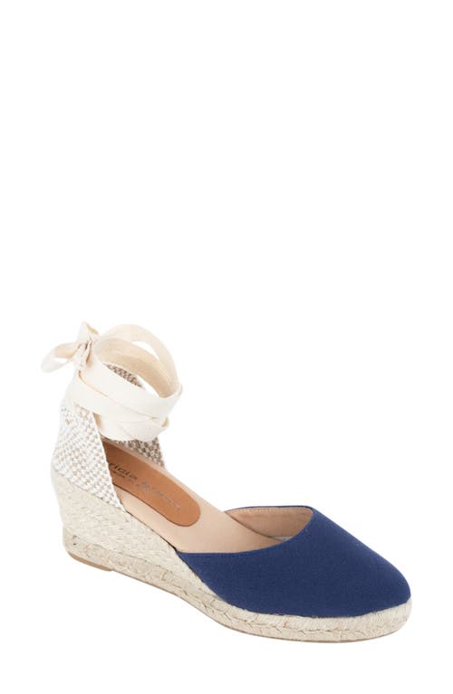 Leon Espadrille Lace-Up Wedge in Navy