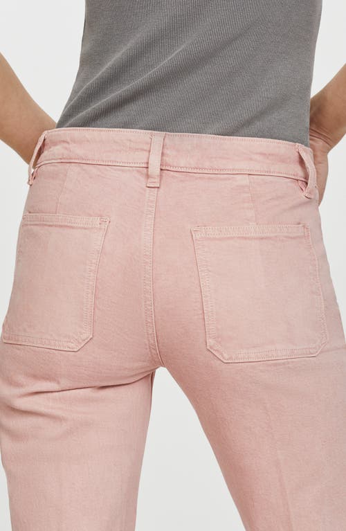 Shop Mango Alex Raw Hem Patch Pocket Crop Flare Jeans In Pink