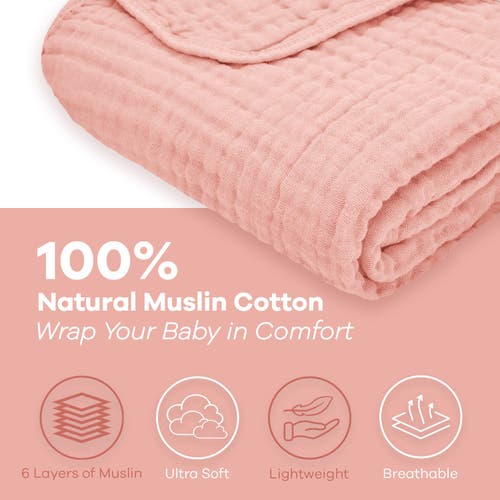 Comfy Cubs Muslin Baby Blanket In Lace Pink