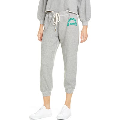 The Great. The Cropped Sweatpants With Logo Graphic, Grey
