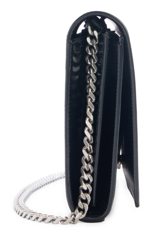 Shop Saint Laurent Cassandre Leather Wallet On A Chain In Nero/nero