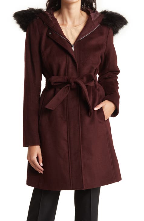 Shop Plus Size Wool Blend Coat in Red, Sizes 12-30