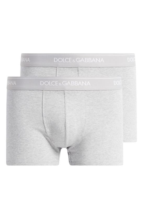 Shop Dolce & Gabbana 2-pack Logo Waist Boxer Briefs In S8290 Dark Grey