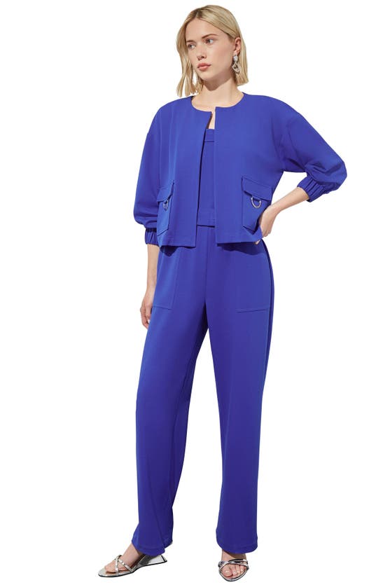 Shop Ming Wang Relaxed Fit Crepe Jacket In Sapphire Sea