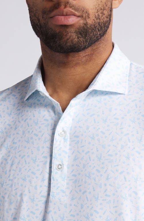 Shop Johnnie-o Stag Night Print Performance Polo In Permafrost