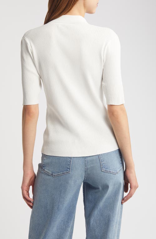 Shop Frame Rib Polo Sweater In Off White