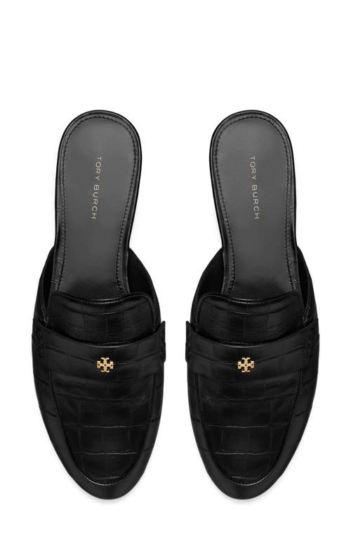 Tory Burch Croc Embossed Mule In Perfect Black