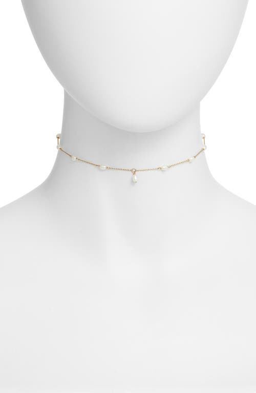 Poppy Finch Keshi Pearl Spaced Choker Necklace in Yellow Gold at Nordstrom, Size 15