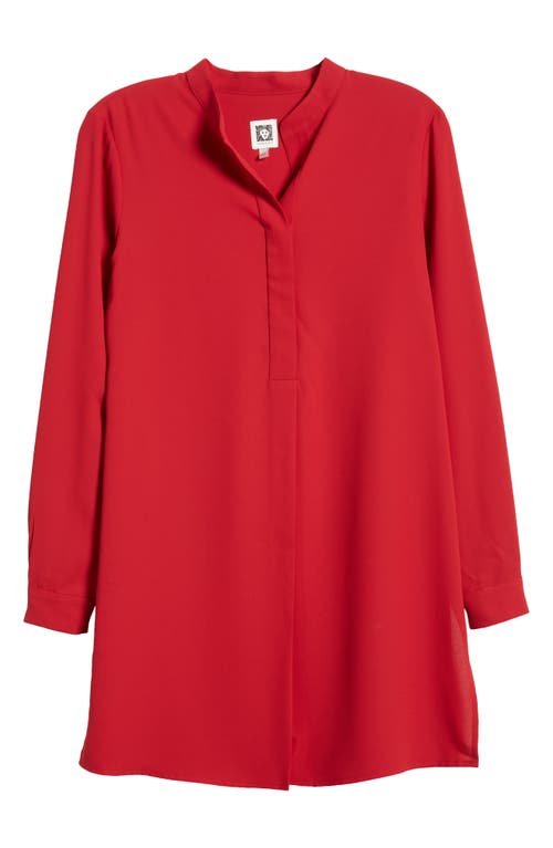 Shop Anne Klein Long Sleeve Woven Tunic In Titian Red