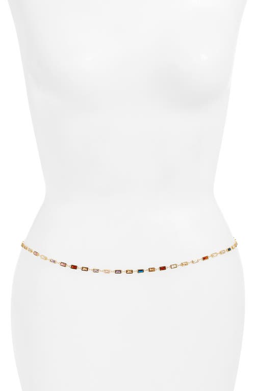 Vidakush Rectangular Crystal Station Belly Chain In Multi/gold