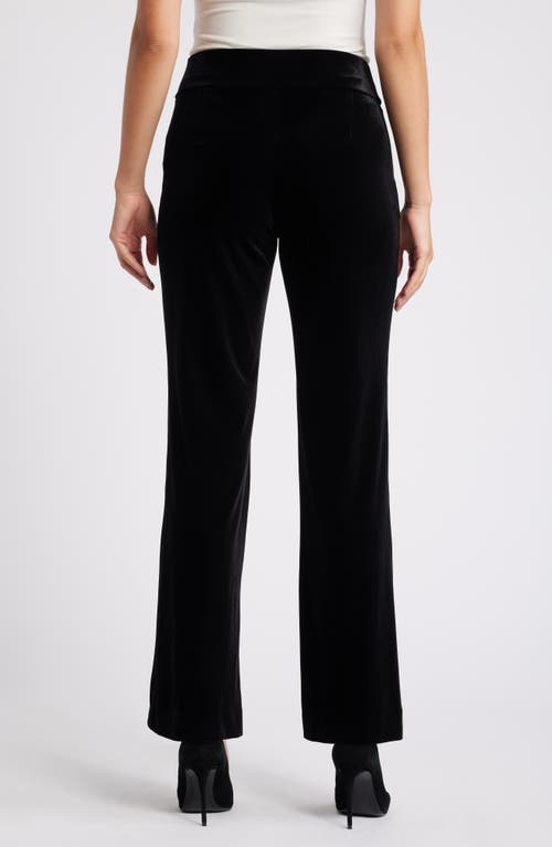 Shop Anne Klein Pull-on Wide Leg Velvet Pants In Anne Black