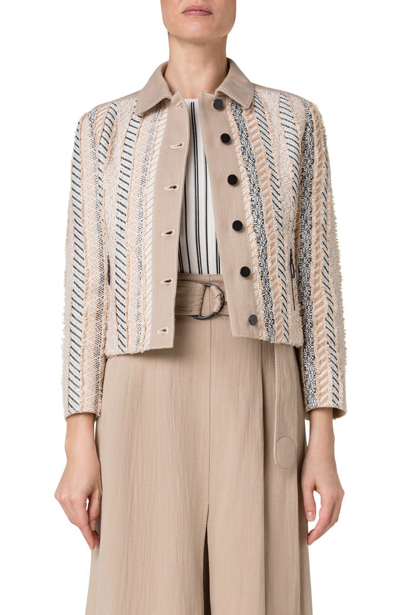 Akris punto Mixed Media Trucker Jacket Nordstrom