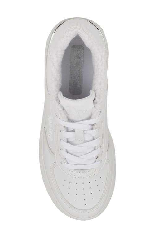 Shop Nine West Cuddly Platform Sneaker In White