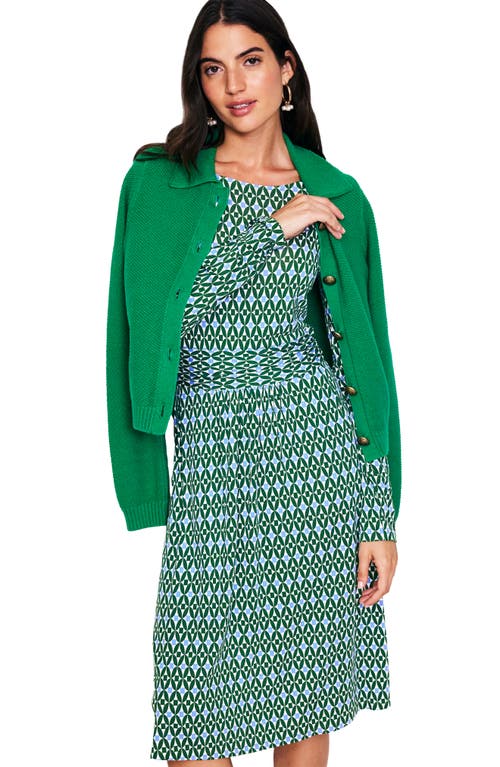 Shop Boden Amelie Long Sleeve Dress In Pine Diamond Trellis