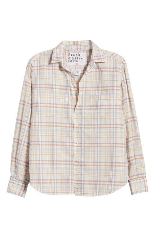 Shop Frank & Eileen Eileen Relaxed Button-up Shirt In Sand/grey/purple Plaid