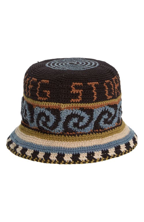 Brew Organic Cotton Crochet Bucket Hat in Black Spiral