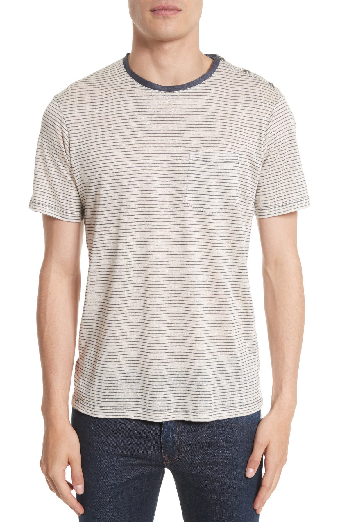 The Kooples Stripe Linen T-Shirt | Nordstrom