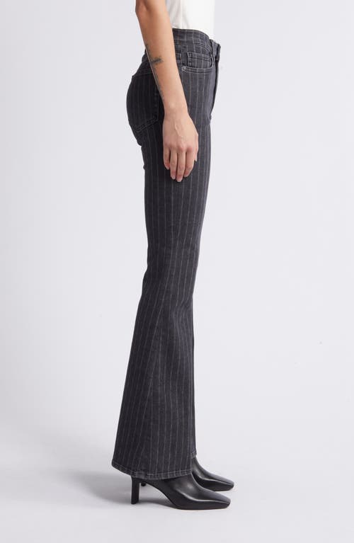 Shop Frame Le High Flare Jeans In Charcoal Pinstripe