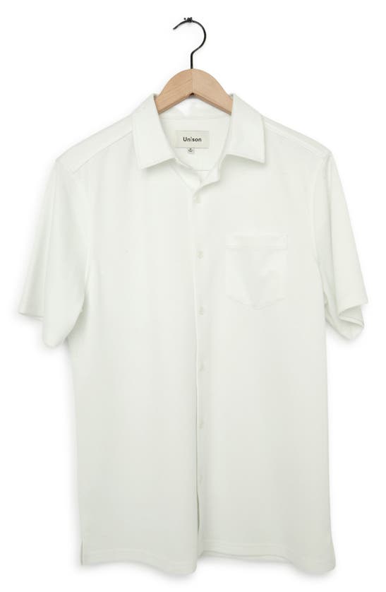 Create Unison Collar Button-down Cotton Shirt In White