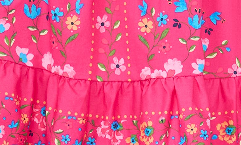Cece Floral Tiered Miniskirt In Beetroot Pink