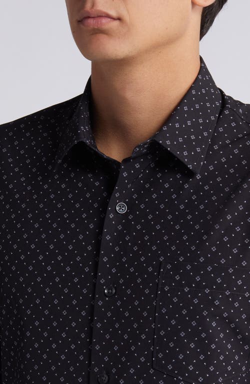 NORDSTROM NORDSTROM TRIM FIT GEOMETRIC PRINT STRETCH BUTTON-UP SHIRT 