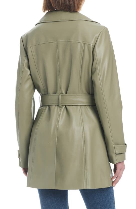 Sanctuary Faux Leather Trench Coat In Spring Sage