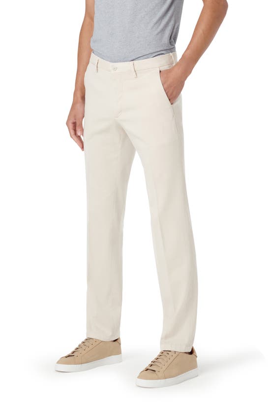 Shop Bugatchi Flat Front Stretch Chinos In Stone