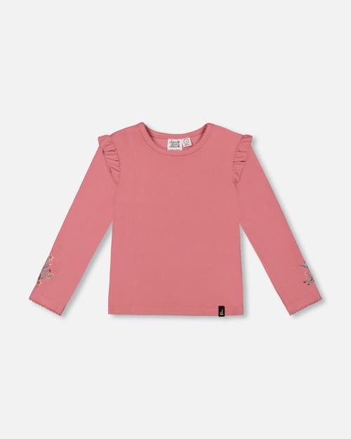 Deux Par Deux Kids'  Girl's Super Soft Brushed Rib T-shirt Light Pink In Rosette