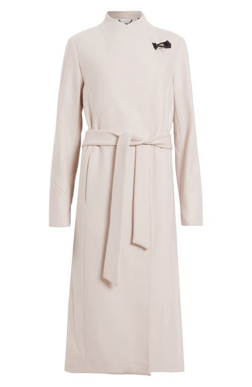 Shop Allsaints Riley Wool Blend Belted Coat In Desert White