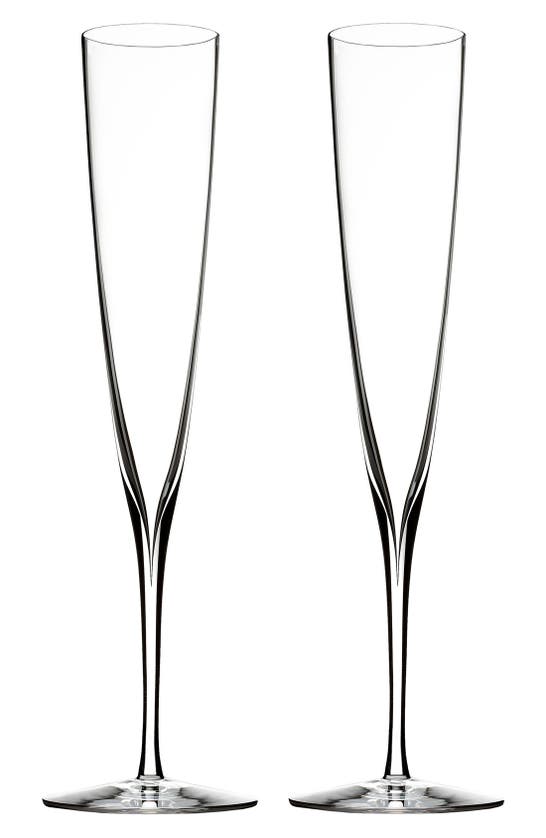 Shop Waterford Elegance Set Of 2 Fine Crystal Champagne Trumpet Flutes In Clear